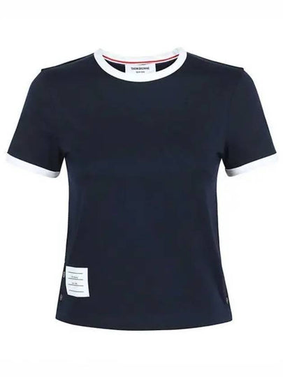 Asymmetric Hem Short Sleeve T-Shirt Navy - THOM BROWNE - BALAAN 2