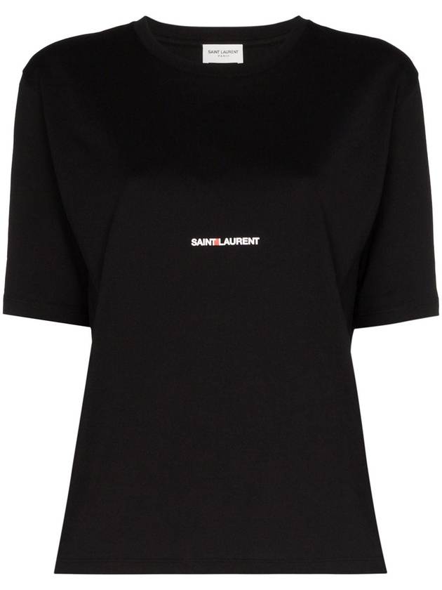 Rive Gauche Short Sleeve T-Shirt Black - SAINT LAURENT - BALAAN 2