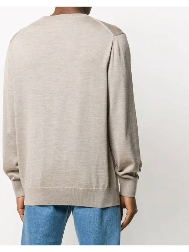 Fox Head Patch Regular Round Neck Pullover Knit Top Beige Melange - MAISON KITSUNE - BALAAN 4