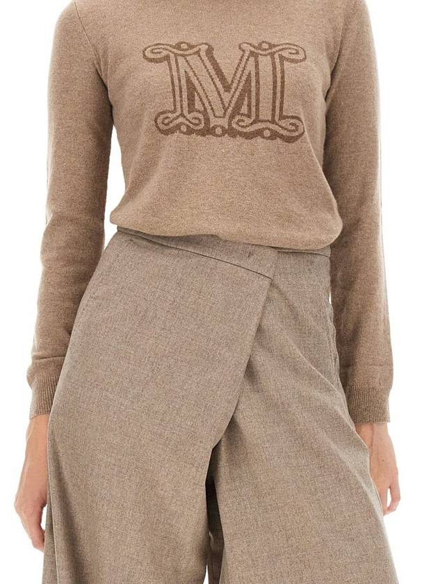 Women's Pamir Crew Neck Logo Knit Top Brown - MAX MARA - BALAAN 5