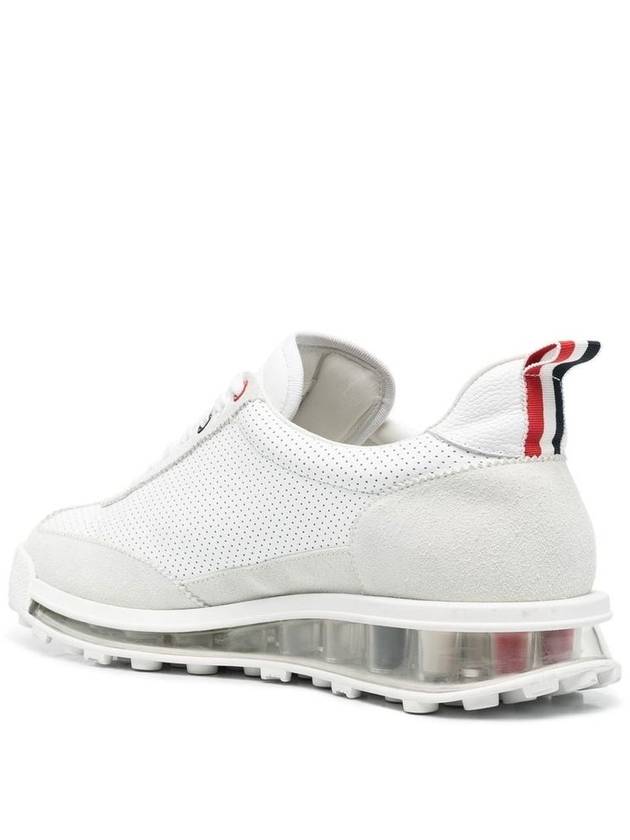 Vitello Calf Leather Clear Sole Tech Runner Sneakers White - THOM BROWNE - BALAAN 4