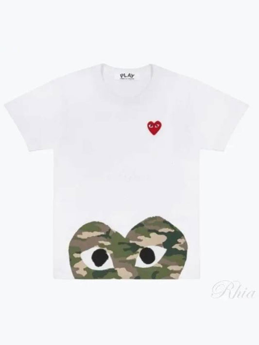 Men s Camouflage Heart Wappen T Shirt Top P1T244 WHITE 90053 - COMME DES GARCONS - BALAAN 1