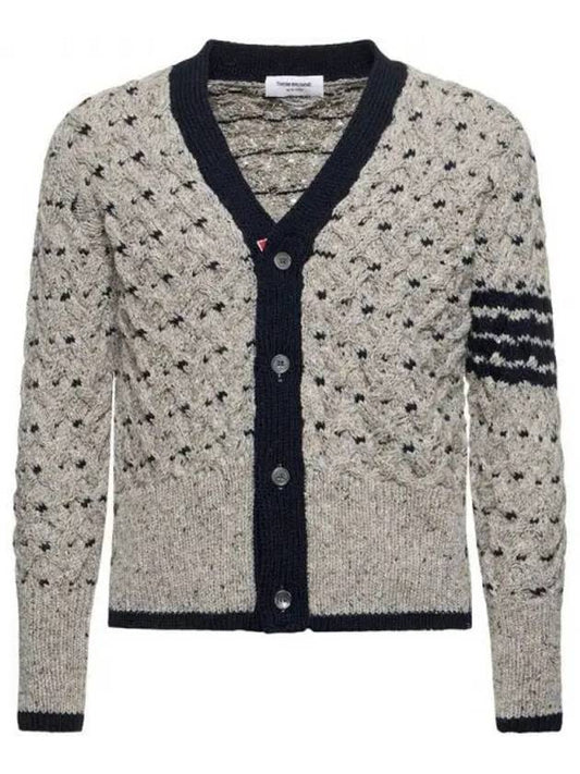 4 Bar Stripe Cable Knit Cardigan Grey - THOM BROWNE - BALAAN 2