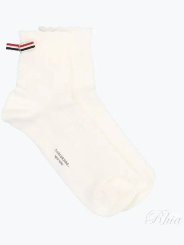 Scallop Pointel Bow Crew Socks White FAS159AY3011100 - THOM BROWNE - BALAAN 2