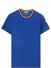 Striped Neck Cotton Short Sleeve T-Shirt Blue - MONCLER - BALAAN 2