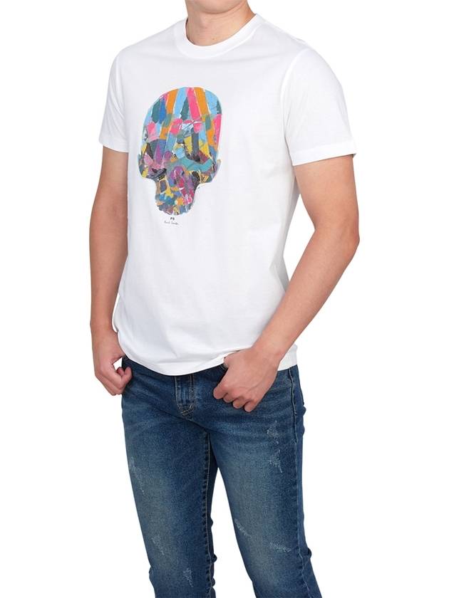 Multi-Color Skull Print Short Sleeve T-Shirt White - PAUL SMITH - BALAAN 5