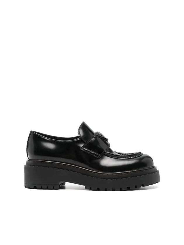 Triangle Logo Leather Loafers Black - PRADA - BALAAN 2