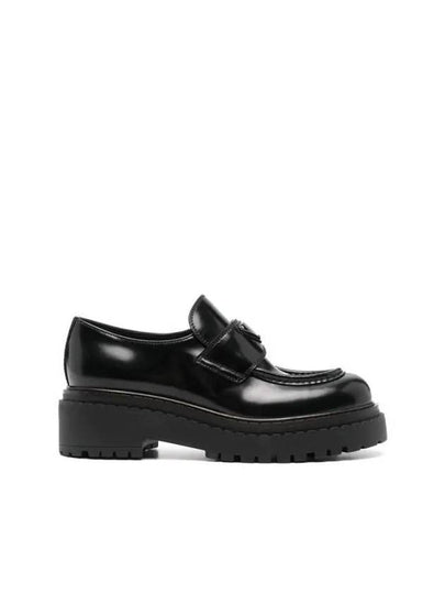 Triangle Logo Leather Loafers Black - PRADA - BALAAN 2