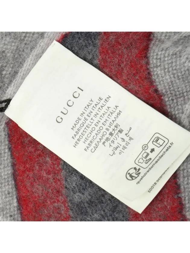 GG Web Wool Muffler Gray - GUCCI - BALAAN 4