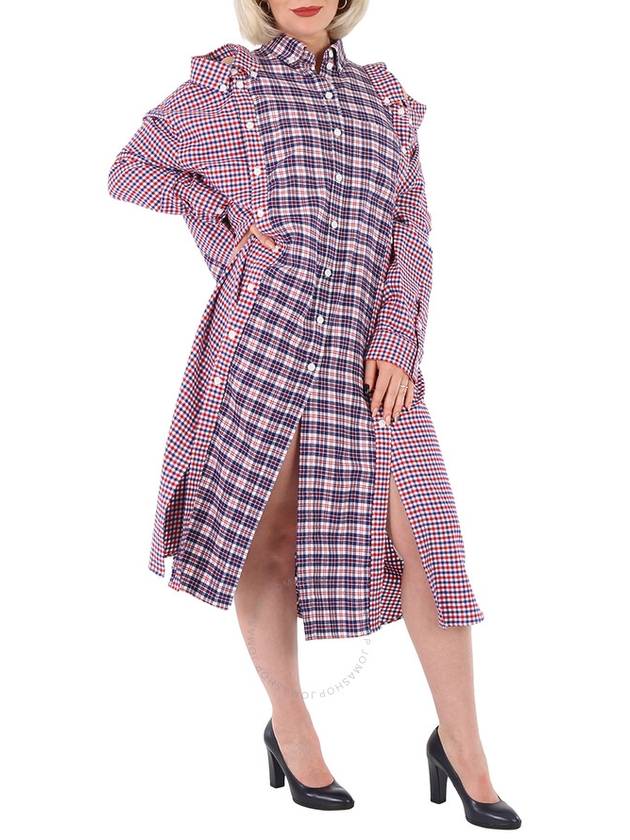 Burberry Bright Red Reconstructed Contrast Check Shirt Dress, Brand Size 6 (US Size 4) - BURBERRY - BALAAN 2