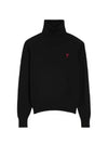 Men's Heart Logo Wool Turtleneck Black - AMI - BALAAN 2