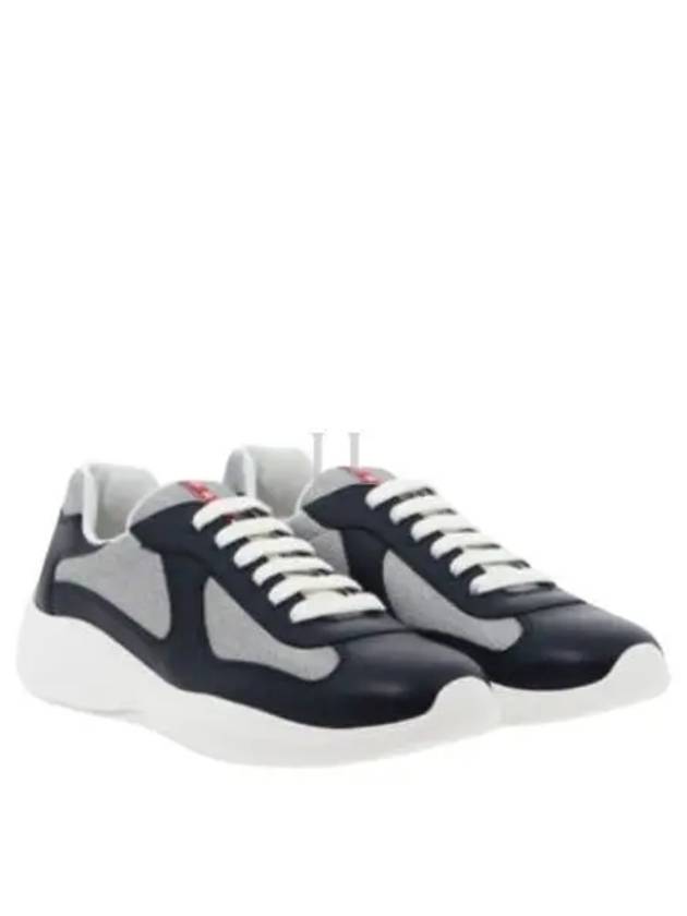 America's Cup Leather Low Top Sneakers Silver Navy - PRADA - BALAAN 2