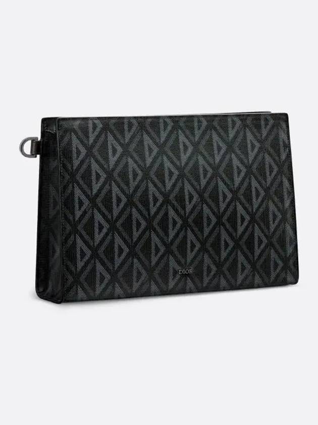 A5 Triangle CD Diamond Canvas Clutch Bag Black - DIOR - BALAAN 3