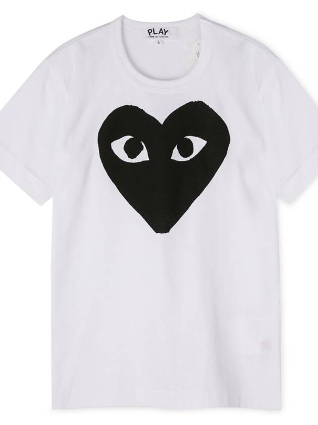 Women s Black Heart White Short Sleeve T Shirt AZ T069 051 1 - COMME DES GARCONS - BALAAN 3