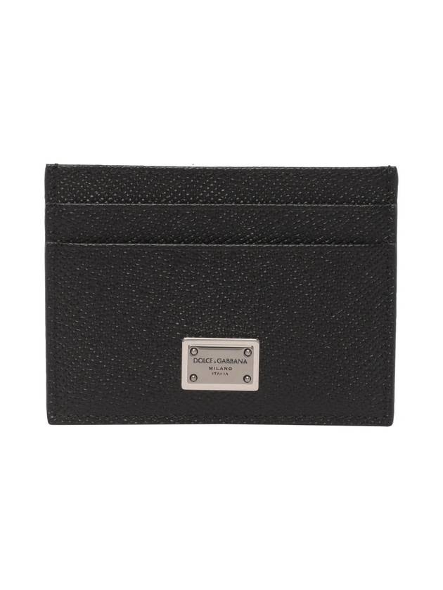 Metal Logo Calfskin Card Wallet Black - DOLCE&GABBANA - BALAAN 1