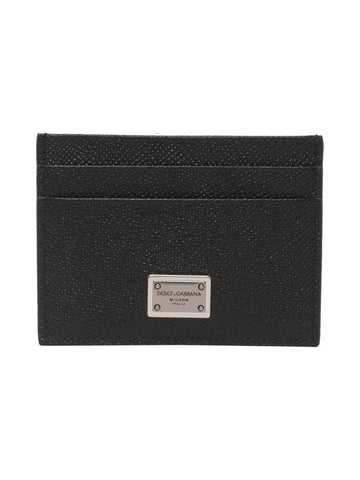 Metal Logo Calfskin Card Wallet Black - DOLCE&GABBANA - BALAAN 1