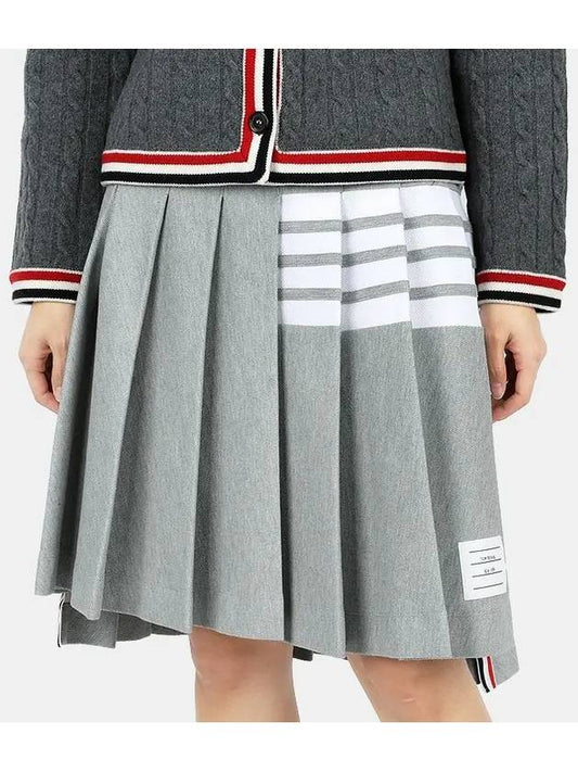 Women's Diagonal Bar Medium Pleated Skirt Grey - THOM BROWNE - BALAAN 1