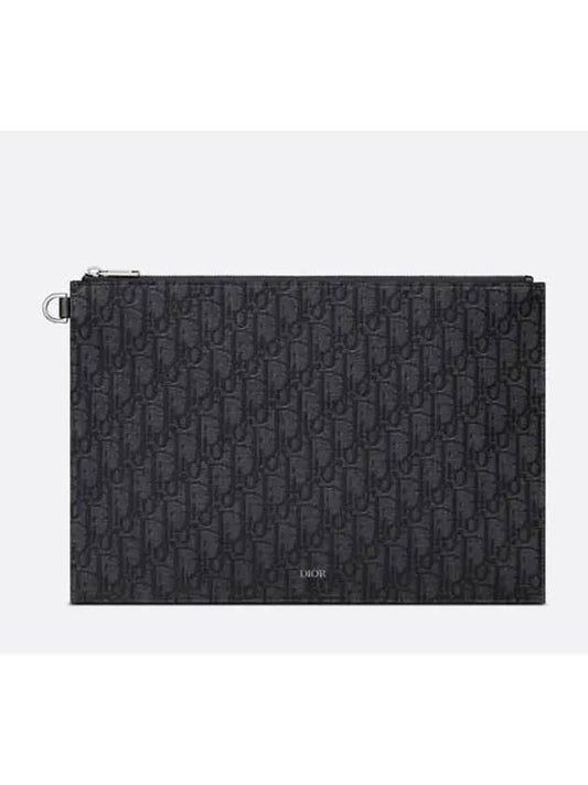 A4 Oblique Jacquard Clutch Bag Black - DIOR - BALAAN 2