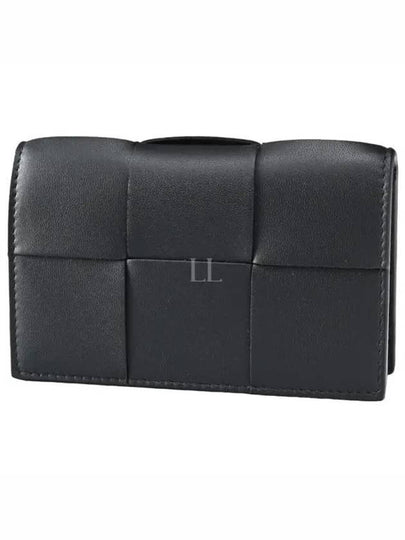 Women's Intrecciato Cassette Card Wallet Black - BOTTEGA VENETA - BALAAN 2