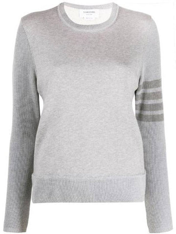 Women's Classic Loopback 4 Bar Crew Neck Sweatshirt Light Gray - THOM BROWNE - BALAAN 1