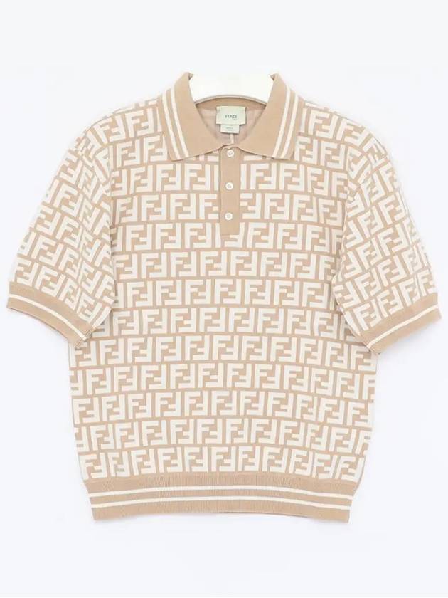 FF Logo All-Over Polo Shirt Beige - FENDI - BALAAN 4