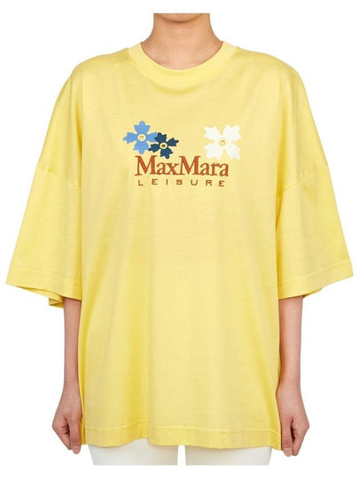 Satrapo Embroidered Logo Oversized Short Sleeve T-Shirt Yellow - MAX MARA - BALAAN 2