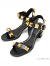 Roman Stud Calfskin Sandals Heel Black - VALENTINO - BALAAN.