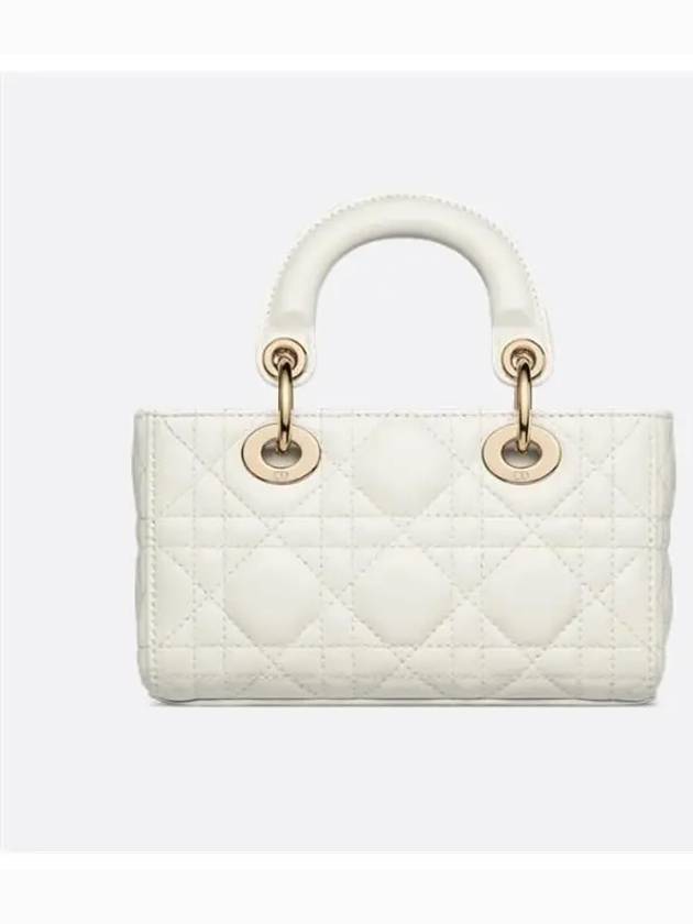 Lady D Joy Cannage Lambskin Micro Tote Bag White - DIOR - BALAAN 5