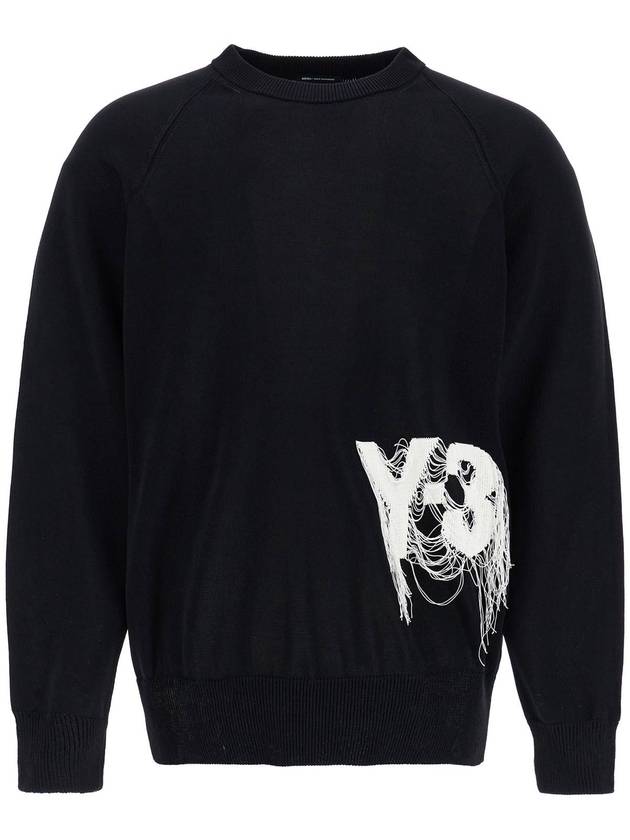 black recycled polyester sweater with embroidered logo - Y-3 - BALAAN 1