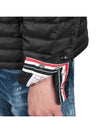 Matte Nylon 4-Bar Stripe Downfill Quilted Hoodie Padding Black - THOM BROWNE - 8