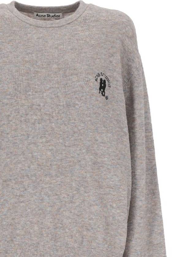 Embroidered Logo Jumper Knit Top Light Grey - ACNE STUDIOS - BALAAN 4