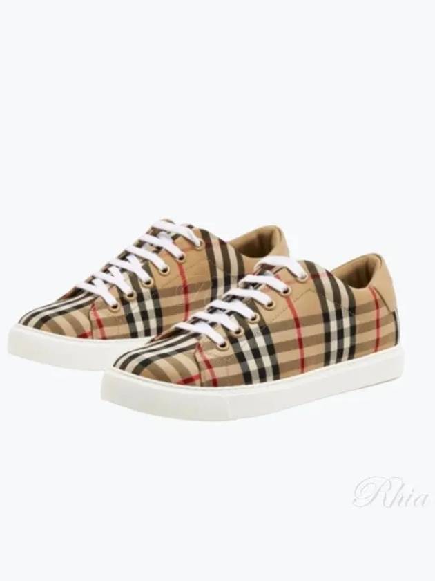 Vintage Check and Leather Sneakers Archive Beige - BURBERRY - BALAAN 2