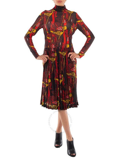 Burberry Ladies Black IP Pattern Printed Long-Sleeve Dress, Brand Size 8 (US Size 6) - BURBERRY - BALAAN 1