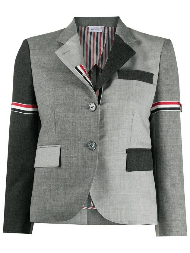 Two Fly Fun Mix Fresco Panel Blazer Jacket Grey - THOM BROWNE - BALAAN 2