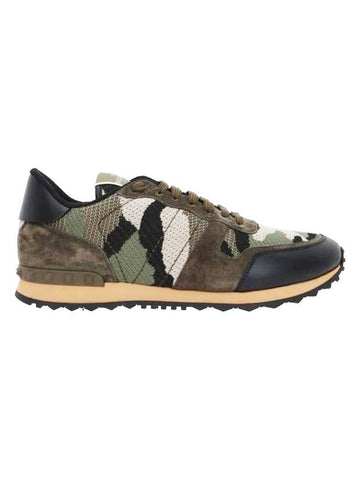 Rockrunner Camouflage Low Top Sneakers Green - VALENTINO - BALAAN 1