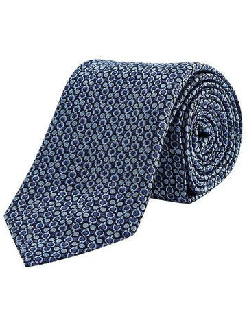 Gancini Jacquard Silk Tie Blue - SALVATORE FERRAGAMO - BALAAN 1