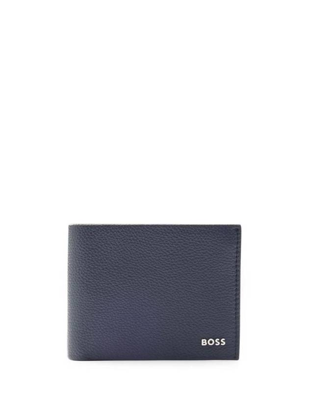 Highway Logo Grain Leather Half Wallet Navy - HUGO BOSS - BALAAN 1