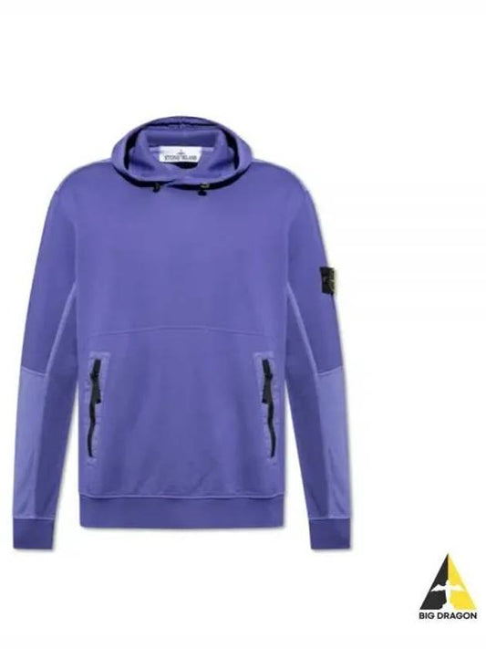 Regular Fit Mercerized Cotton Fleece Cotton Hoodie Purple - STONE ISLAND - BALAAN 2