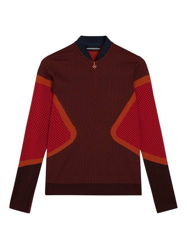 Diamond Seamless Mid Layer Long Sleeve T-Shirt Navy Red - J.LINDEBERG - BALAAN 1