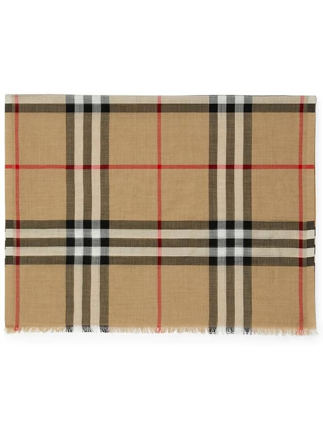 Check Wool Silk Scarf Beige - BURBERRY - BALAAN 5