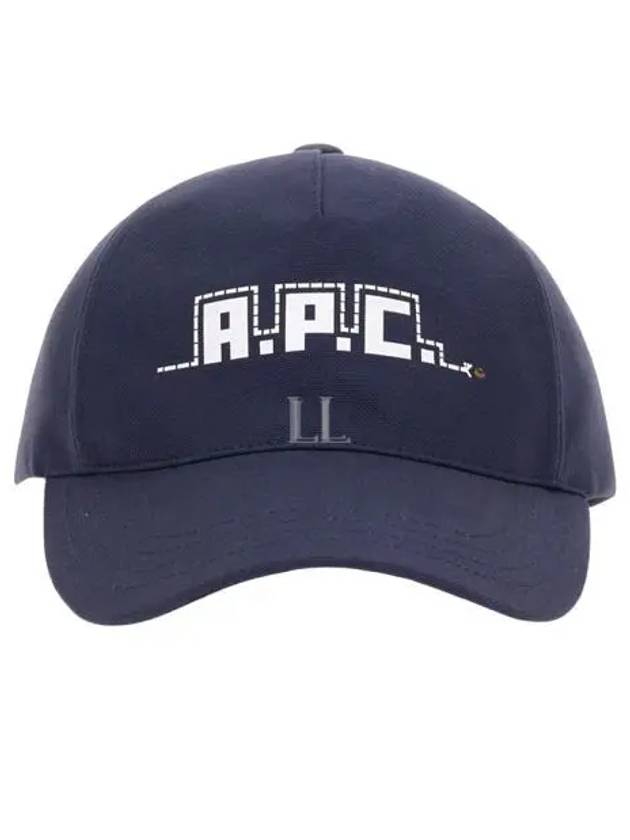 Curved Brim Embroidered Logo Cotton Ball Cap Blue - A.P.C. - BALAAN 2