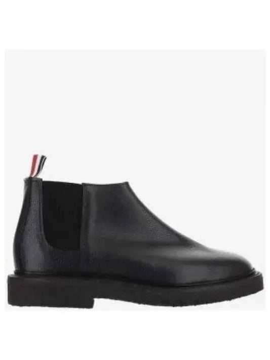 Pebble Crepe Sole Mid Top Grain Leather Chelsea Boots Black - THOM BROWNE - BALAAN 2