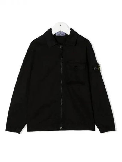 Kids 10602 Garment Dyed Cotton Canvas Overshirt Zip-Up Jacket Black - STONE ISLAND - BALAAN 2