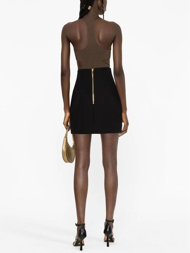 High Waist 4 Button H Line Skirt Black - BALMAIN - BALAAN 4