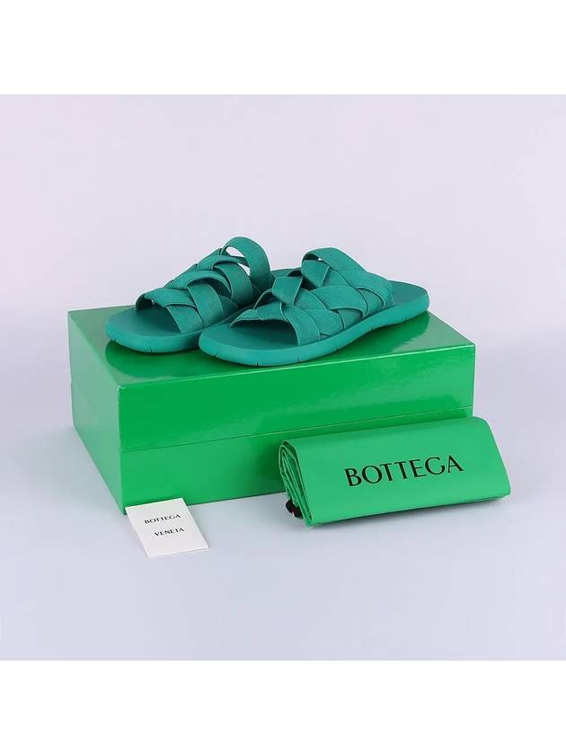 Intrecciato Flat Slippers Acid Turquoise - BOTTEGA VENETA - BALAAN 7