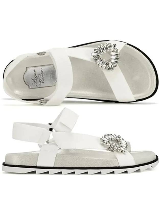 Trekky Viv Crystal Grosgrain Suede Sandals White - ROGER VIVIER - BALAAN 6