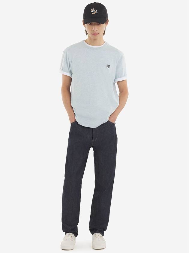 Grey Fox Head Patch Classic Short Sleeve T-Shirt Light Blue - MAISON KITSUNE - BALAAN 4