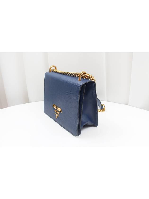 Saffiano gold chain shoulder bag blue 1BD133 - PRADA - BALAAN 4