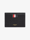 Pebble Grain Leather Bow Detail Envelope Card Wallet Black - THOM BROWNE - BALAAN 3