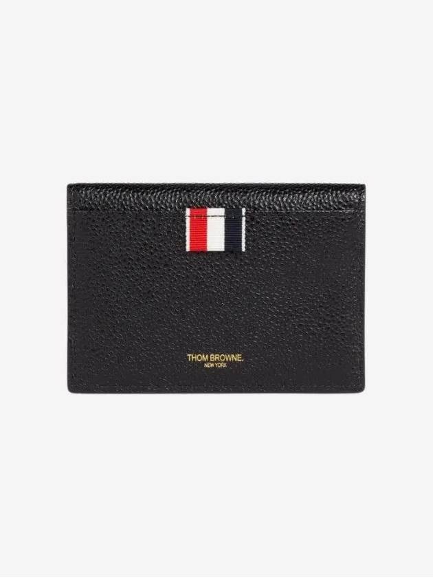 Pebble Grain Leather Bow Detail Envelope Card Wallet Black - THOM BROWNE - BALAAN 3